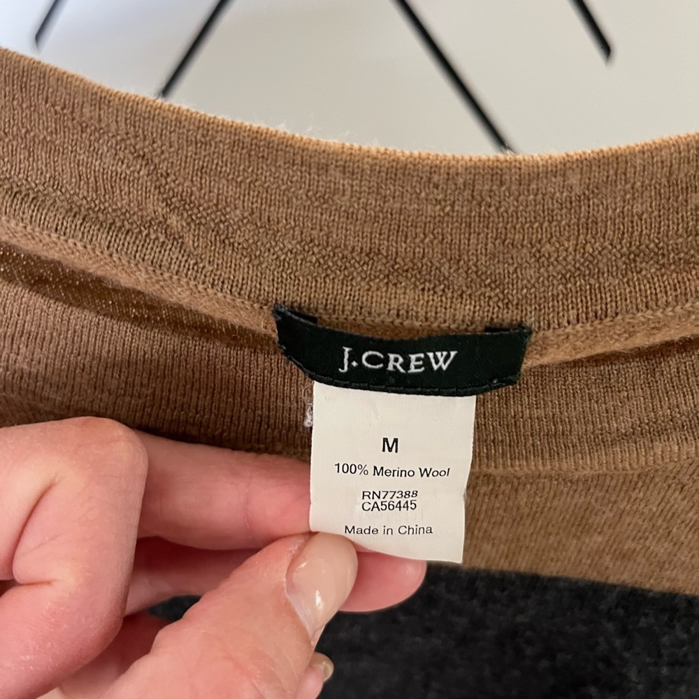 J Crew Stripe Saturday Sweater Style 52191 Brown Sz Medium 100% Merino Wool - Picture 3 of 6